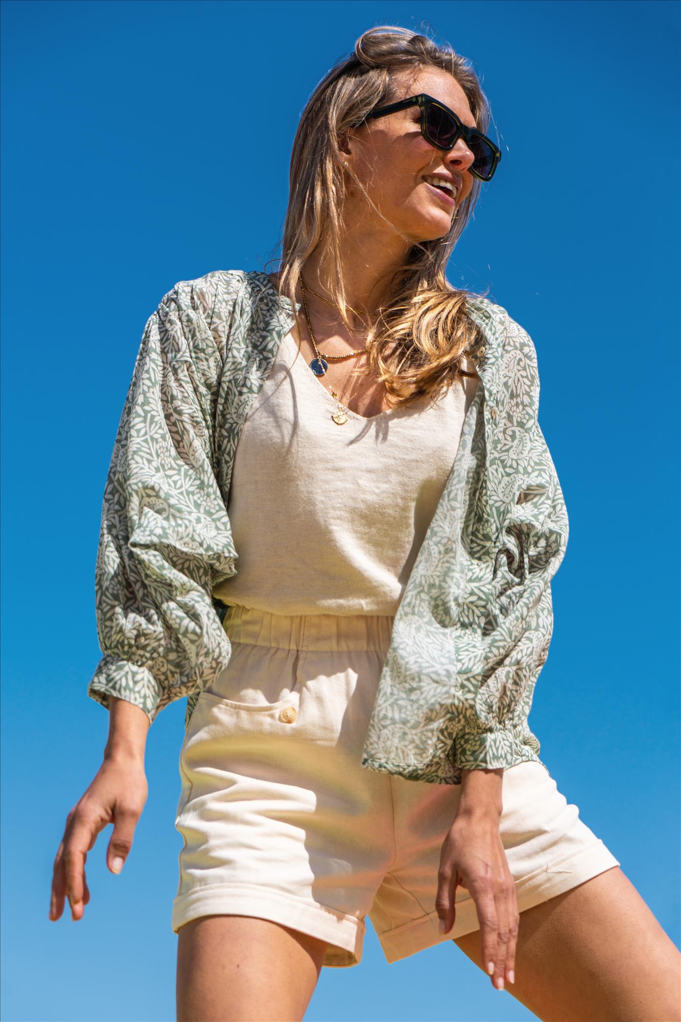 BY BAR - Beige-groene Lucy Udaipur blouse