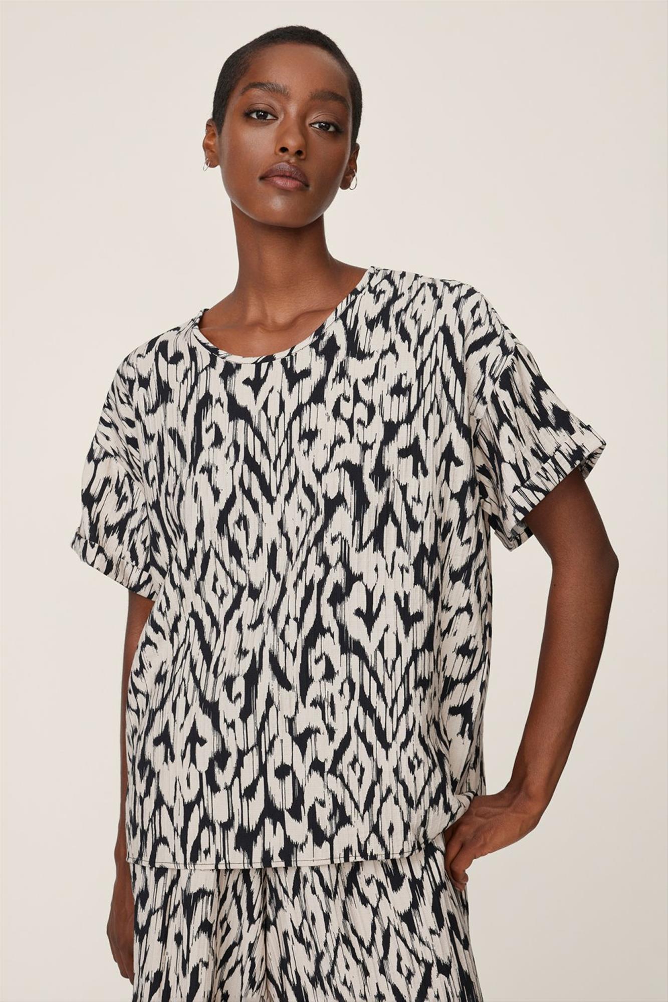 MSCH COPENHAGEN - Ecru-zwarte Vlora blouse