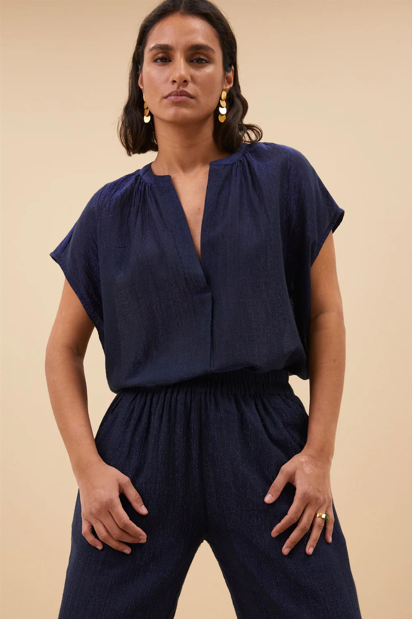 BY BAR - Donkerblauwe Amie blouse