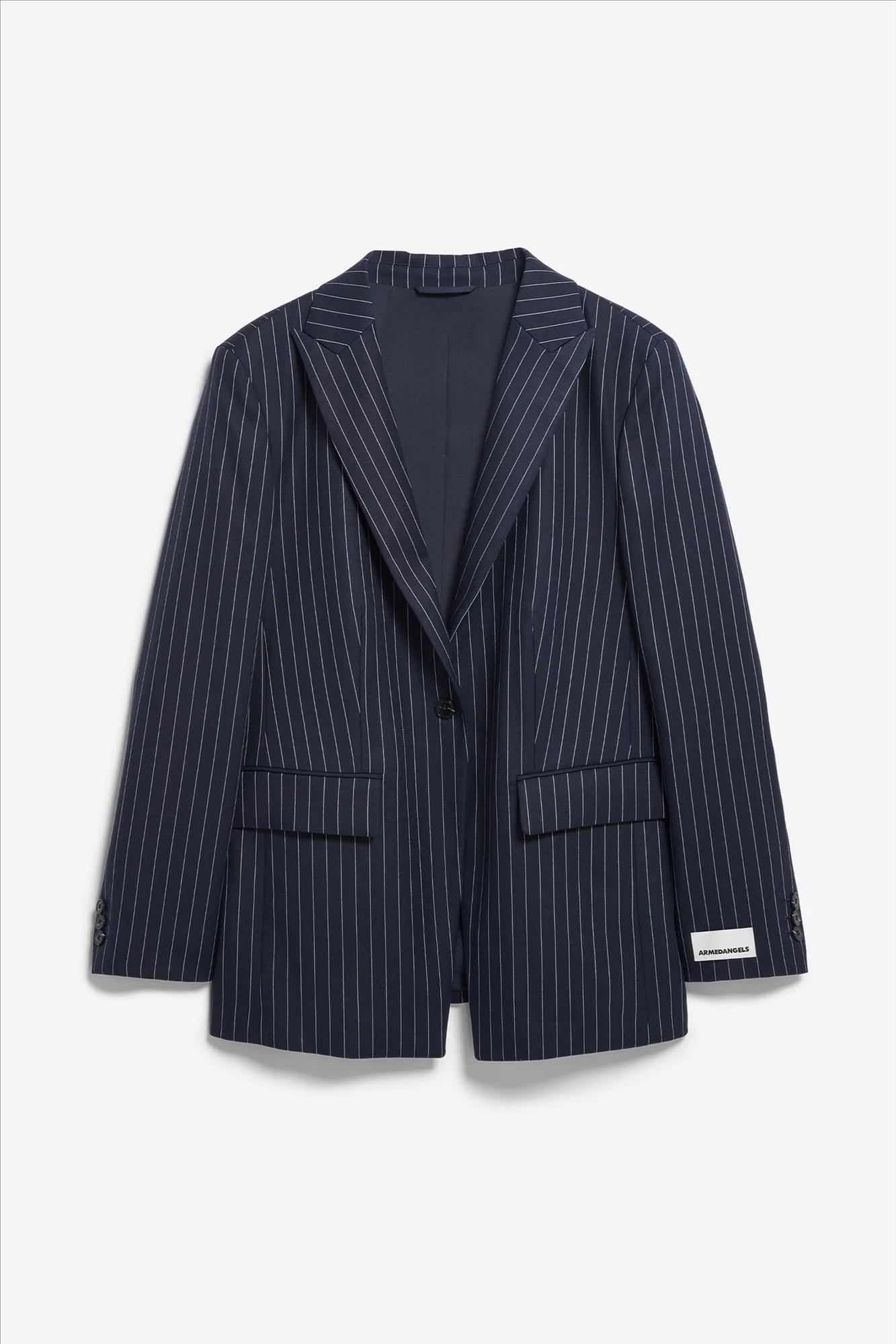 Armed Angels - Donkerblauwe Mikulaa Pinstripe blazer