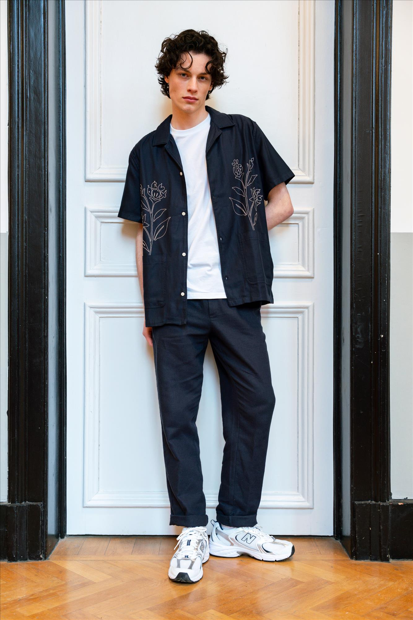 LES DEUX  - Donkerblauwe Patrick Linen broek