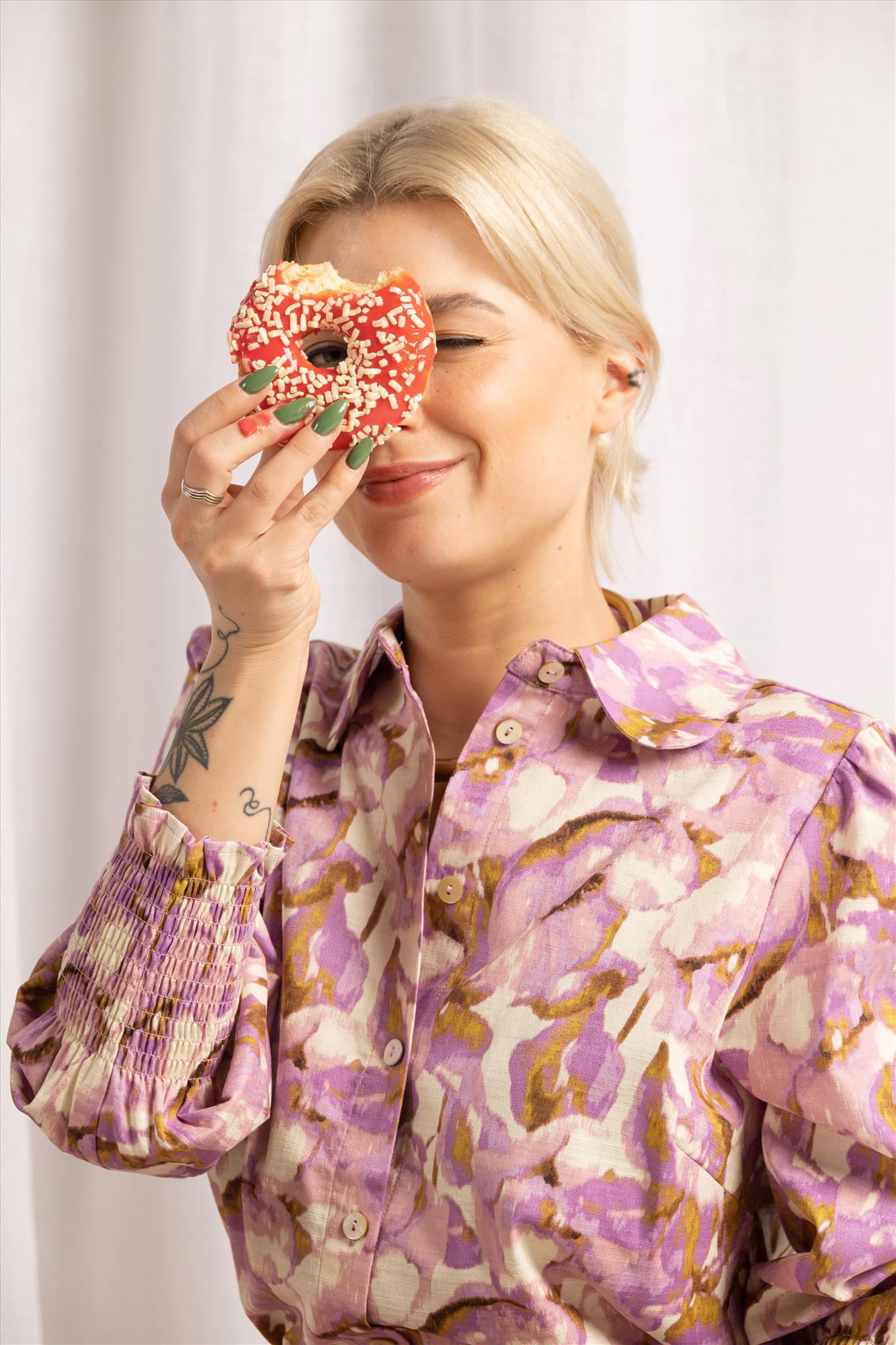 Nümph - Ecru-roze Edita blouse