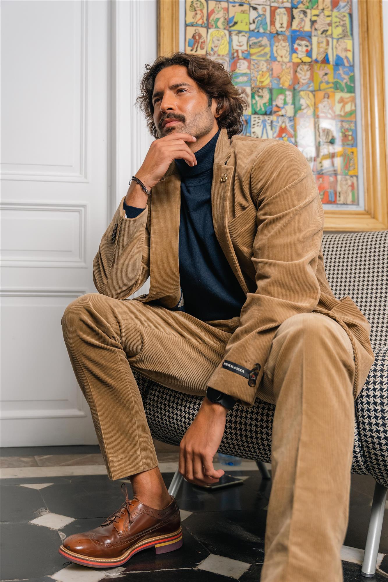 Scotch & Soda - Zandkleurige Corduroy Blazer