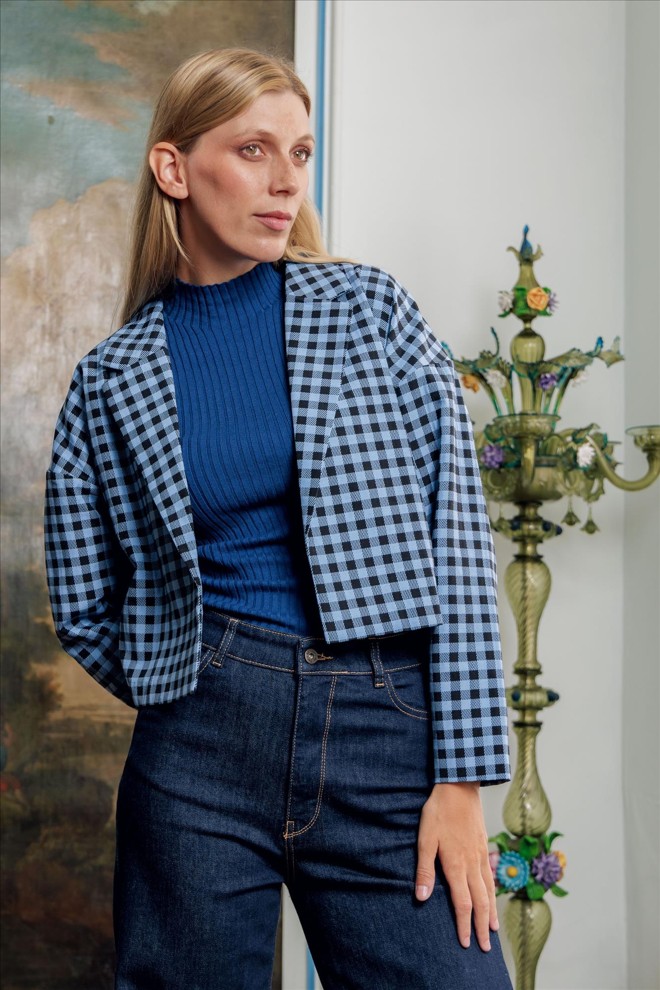 SkunkFunk - Zwart-Lichtblauwe Hegoa blazer