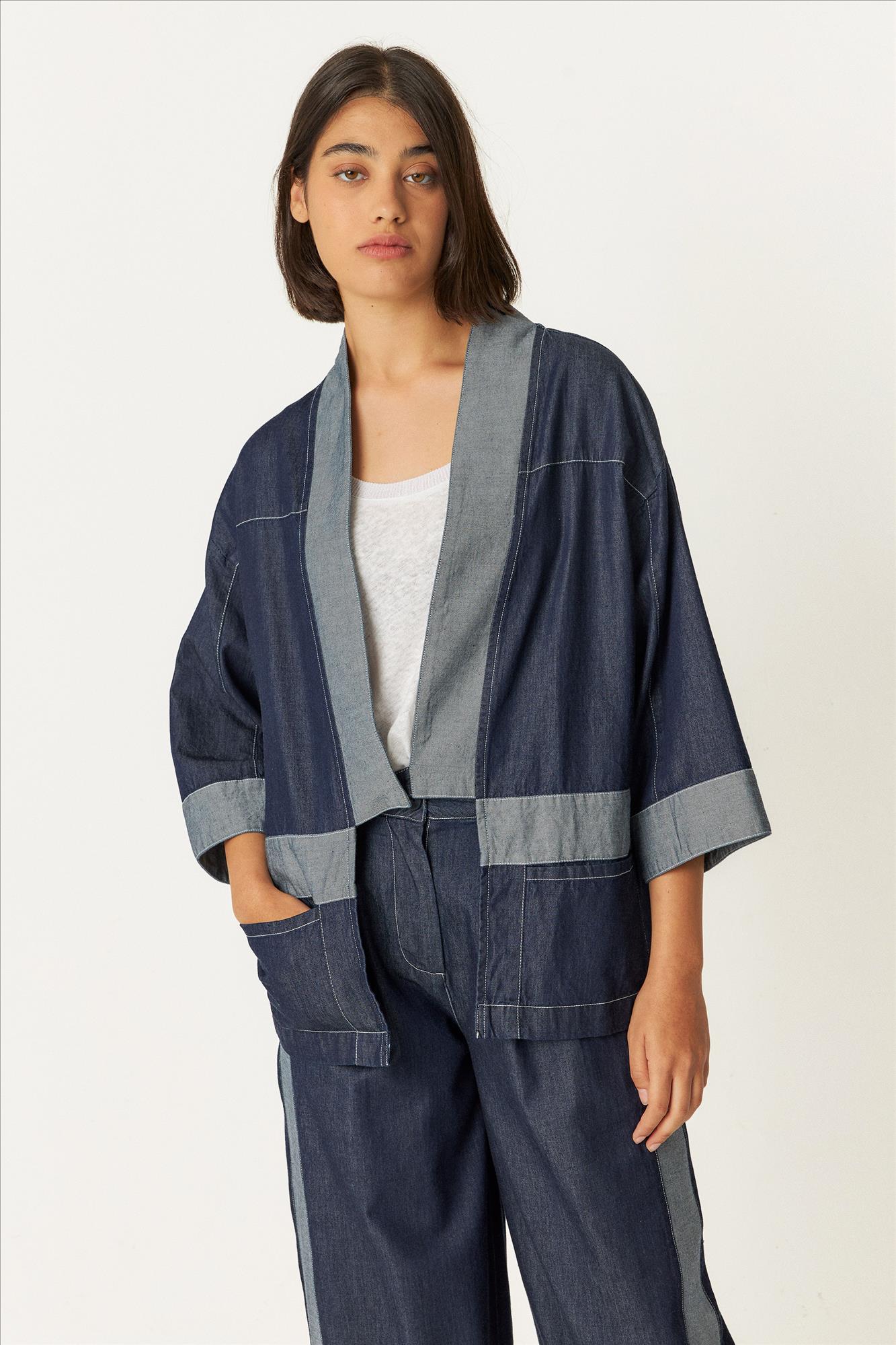 SkunkFunk - Donkerblauwe Maitna kimono jas