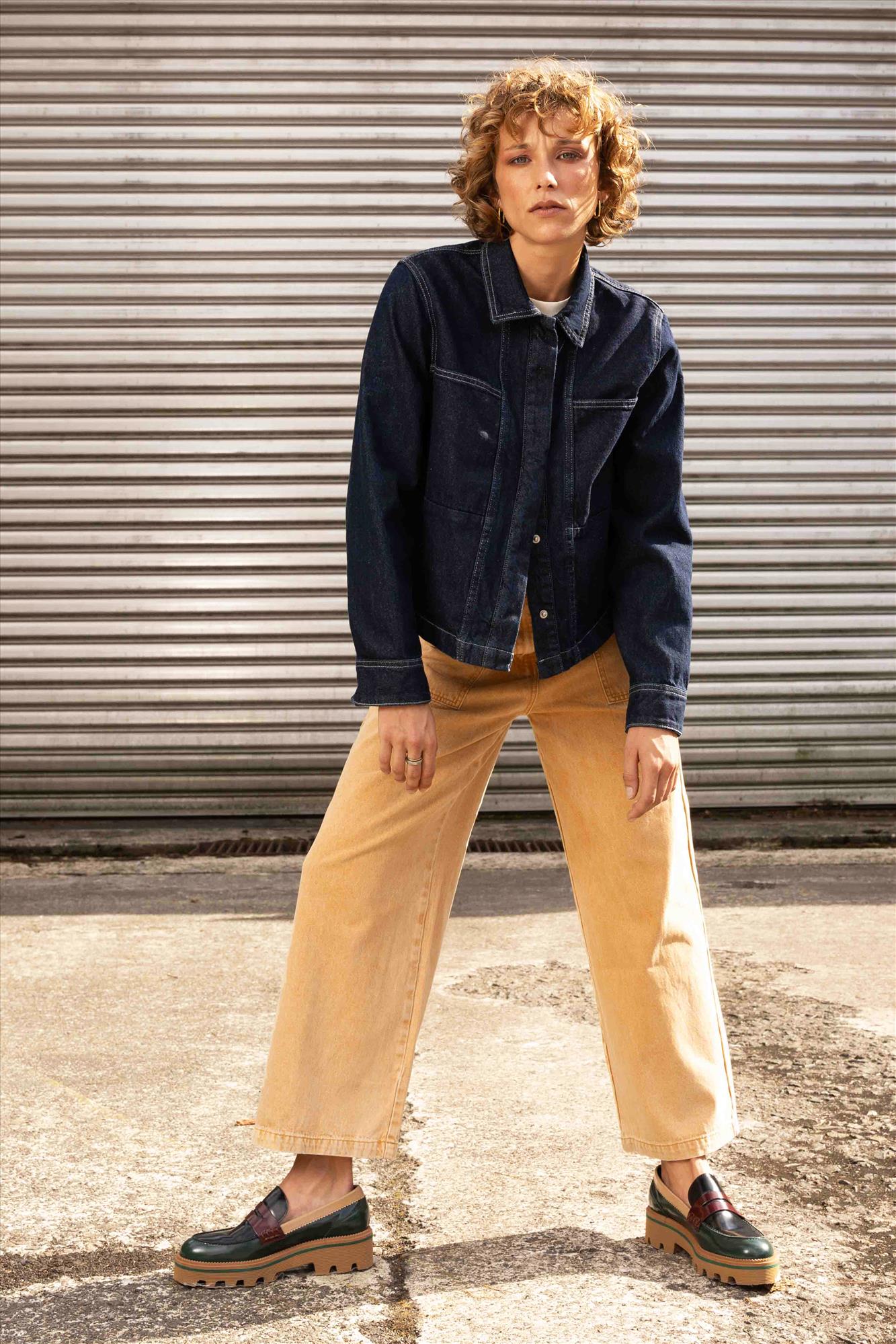 Minimum - Donkerblauwe Lillies jeansjas