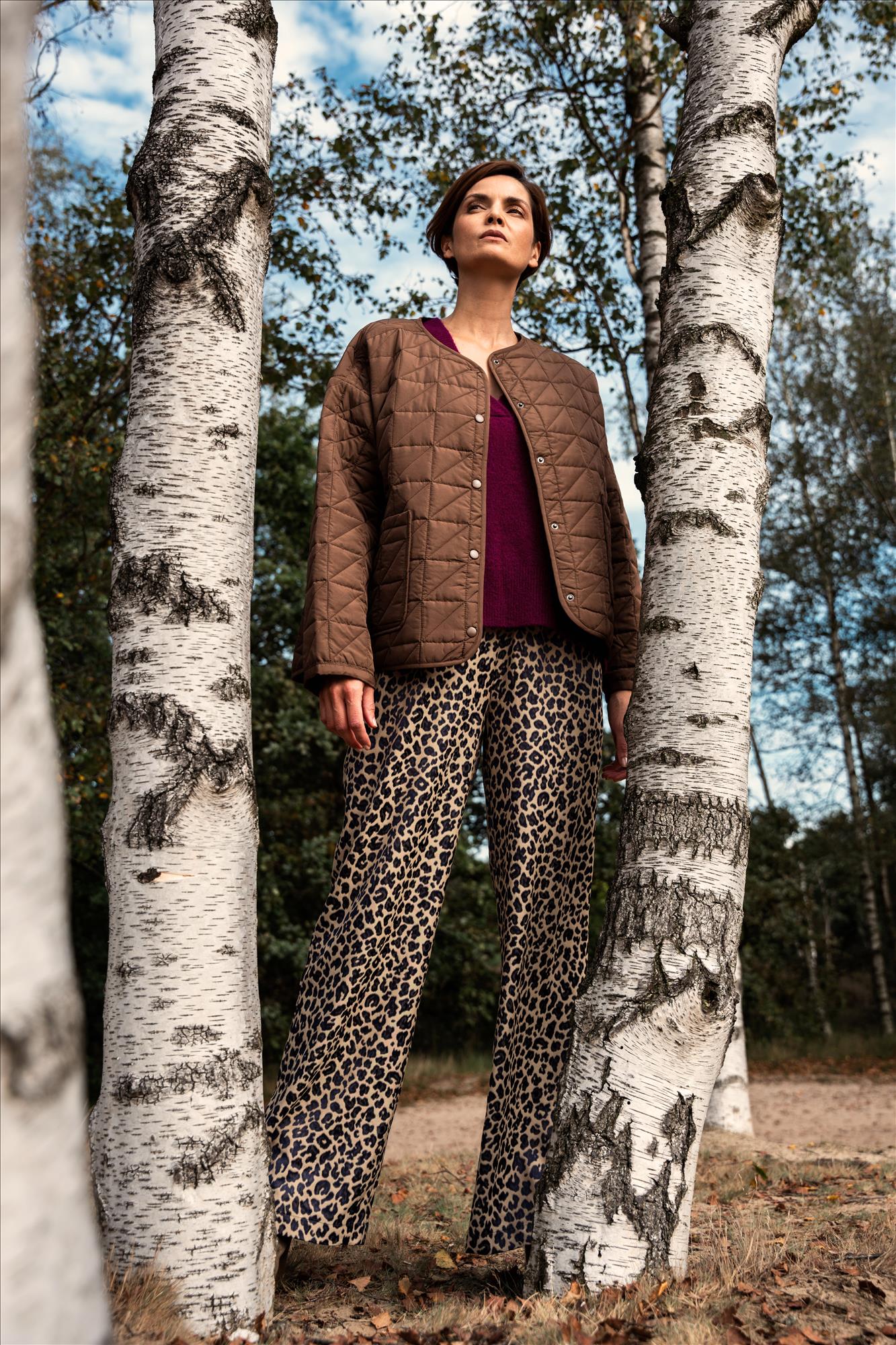 BY BAR - Beige-Donkerblauwe Leo broek