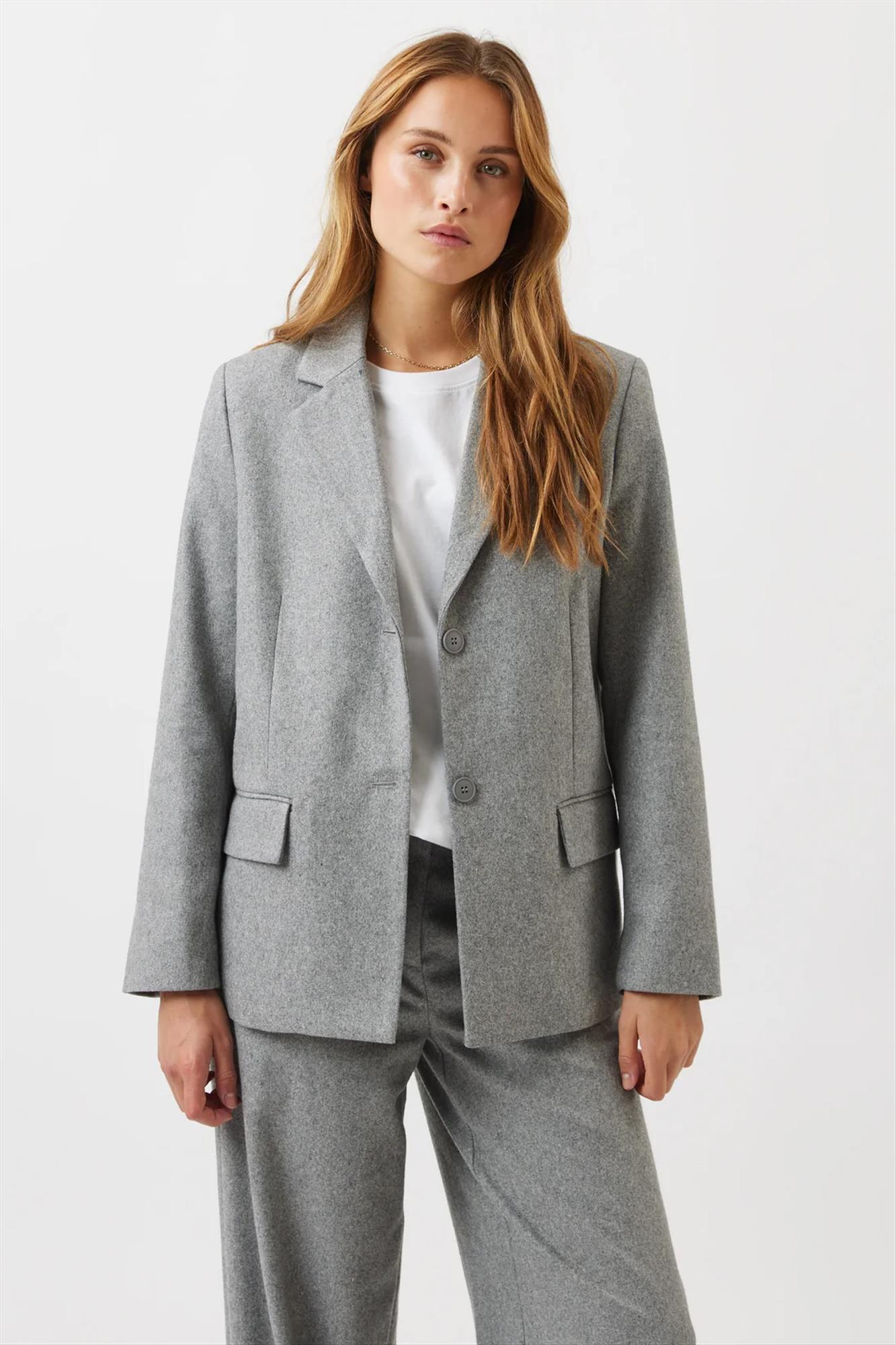 Minimum - Grijze Brikka blazer