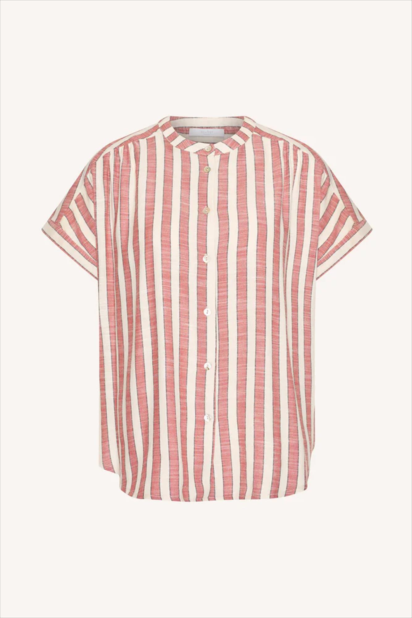 BY BAR - Ecru-Rode Minte Wide Stripe blouse