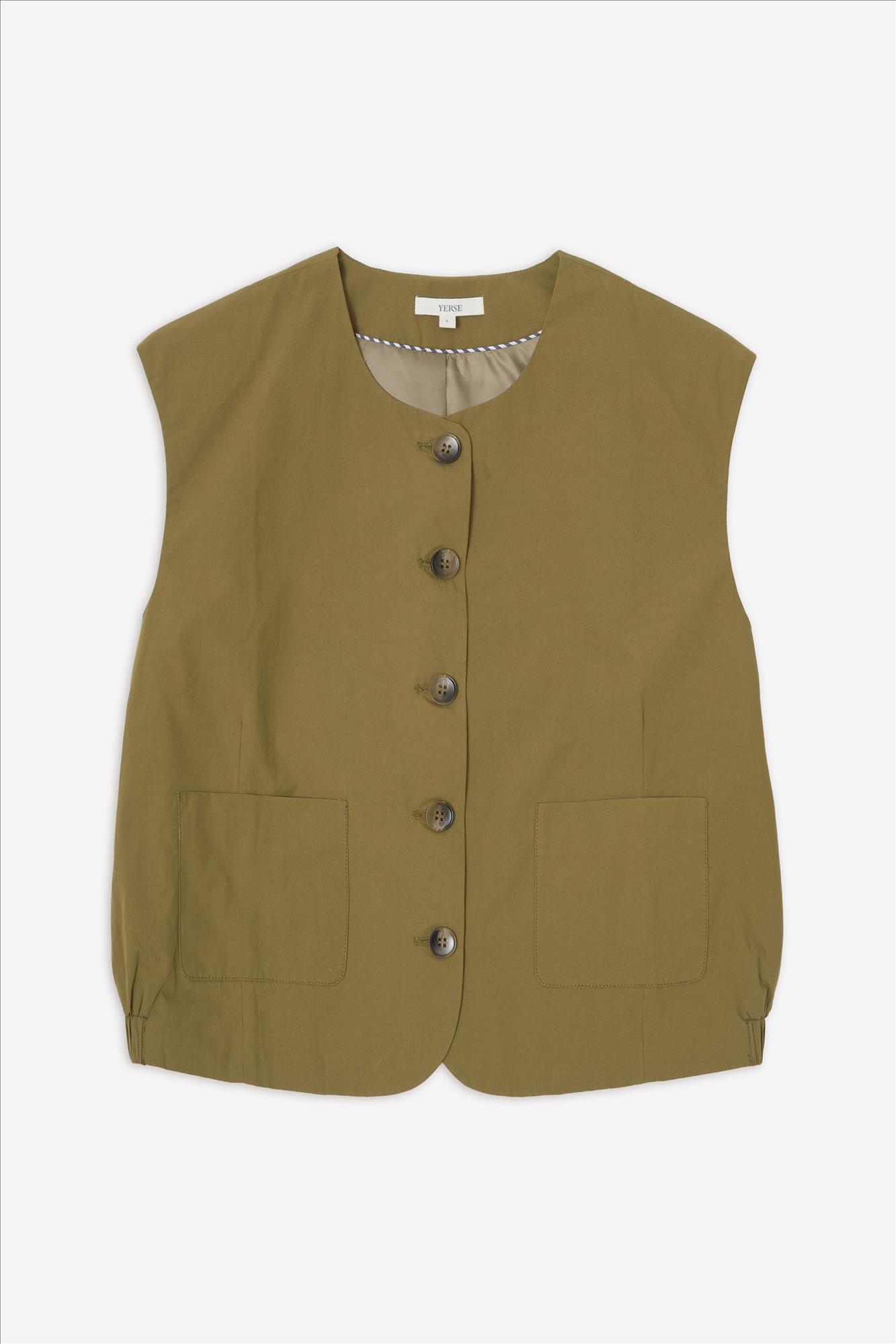 YERSE - Olijfgroen Carli Sleeveless vestje