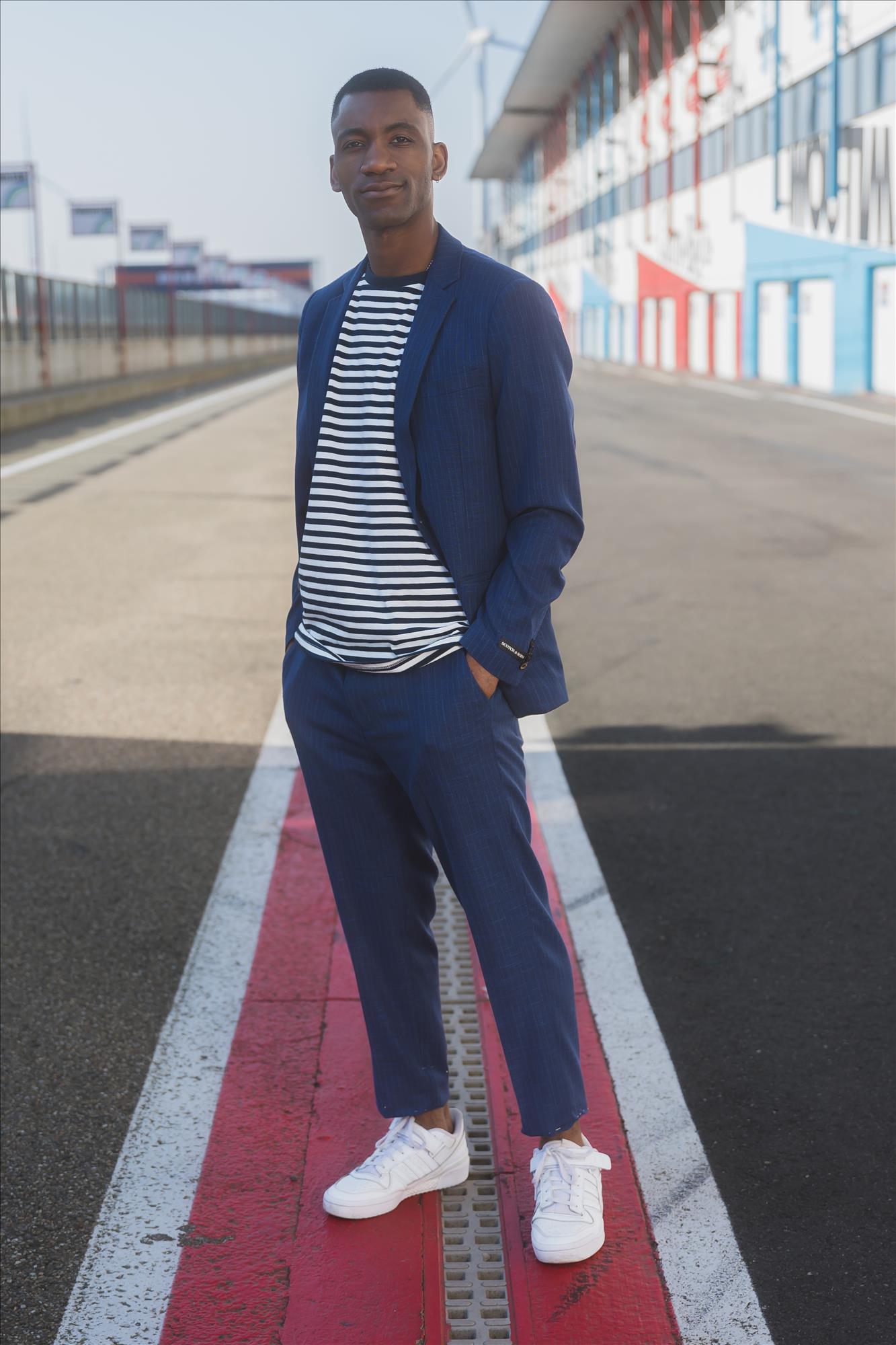 Scotch & Soda - Blauwe pinstripe Mott slim fit kostuumbroek