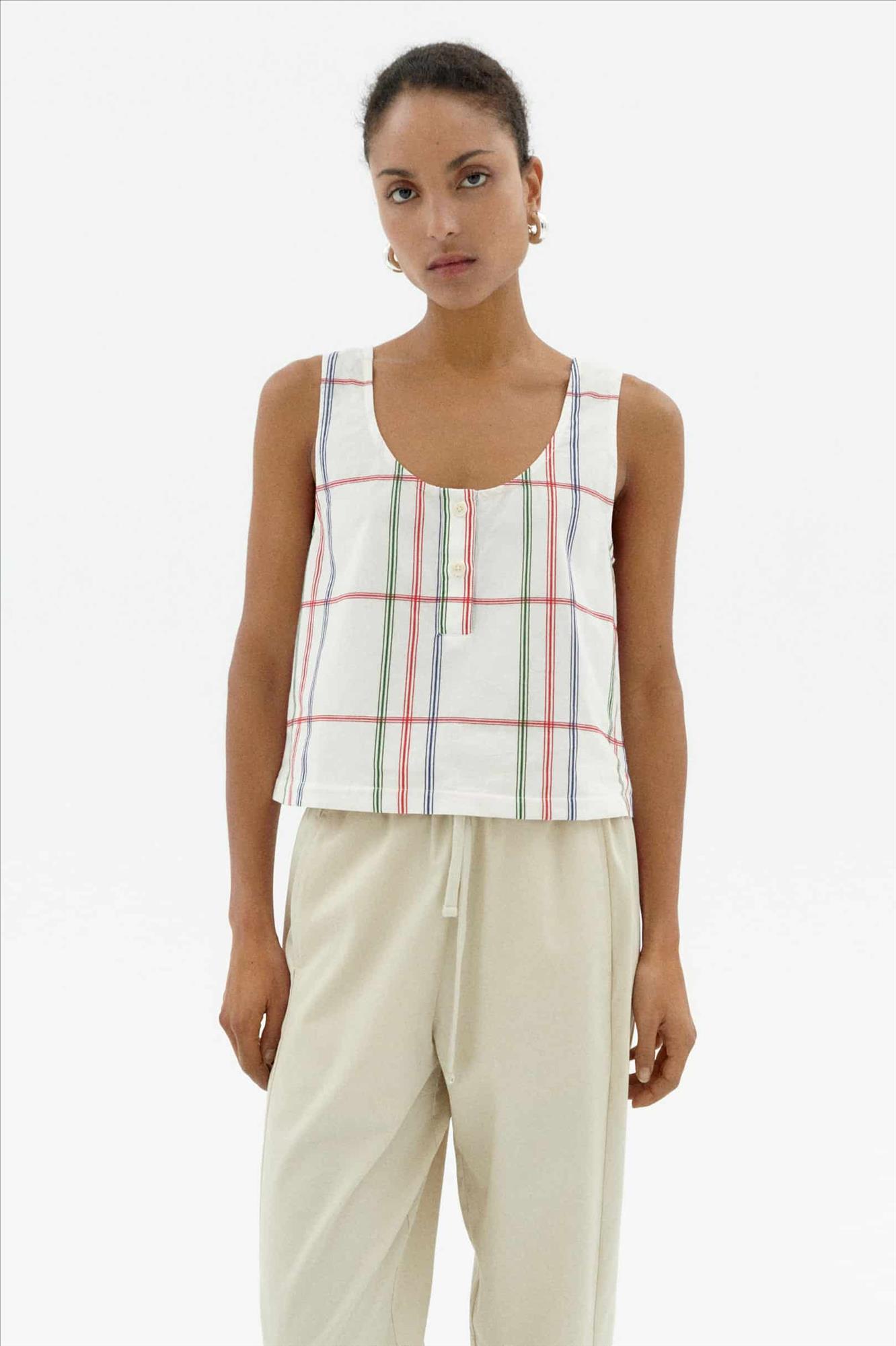 Thinking Mu - Witte Cambric Justine blouse