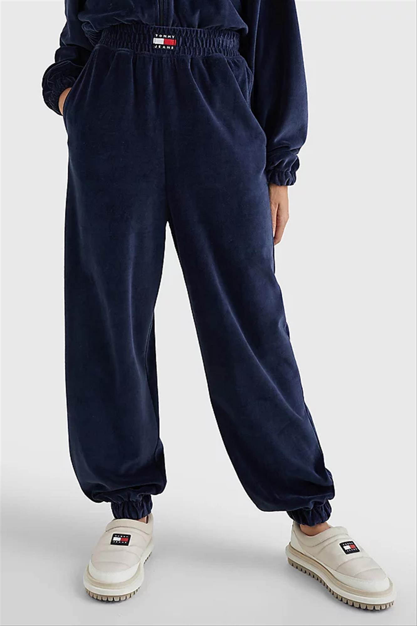 Tommy Jeans - Donkerblauwe Velour Logo Badge sweatpant