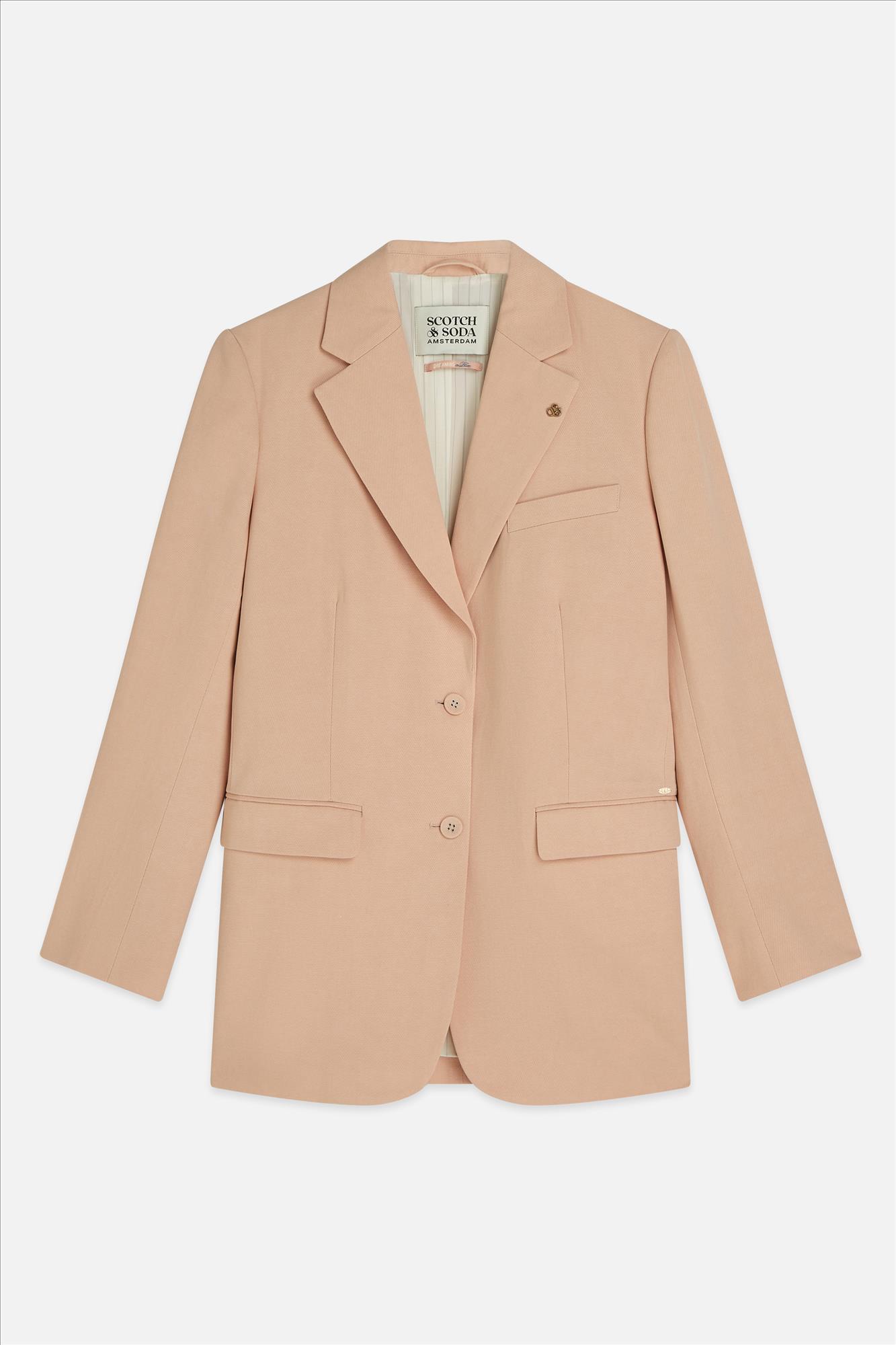 Scotch & Soda - Lichtroze Gabardine relaxed blazer