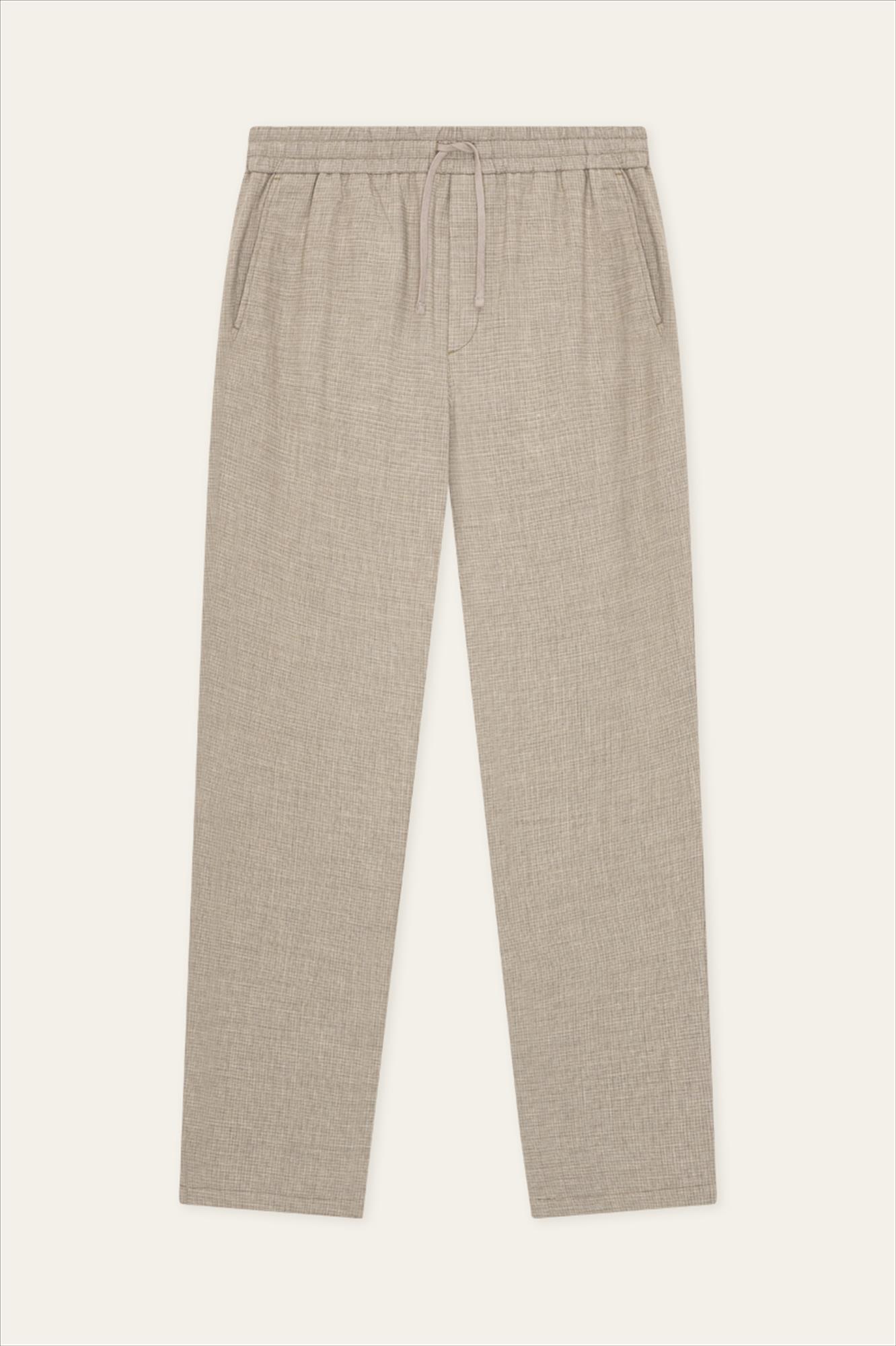 LES DEUX  - Beige Mini Check Drawstring broek