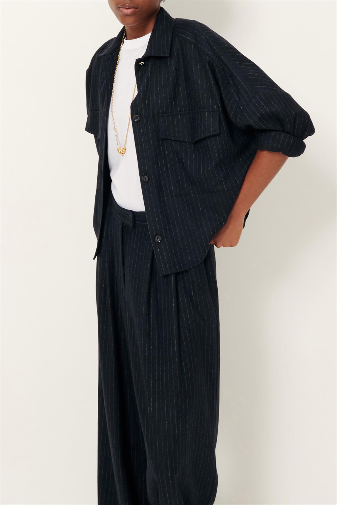 Sessùn - Donkerblauwe Wiltonia blouse