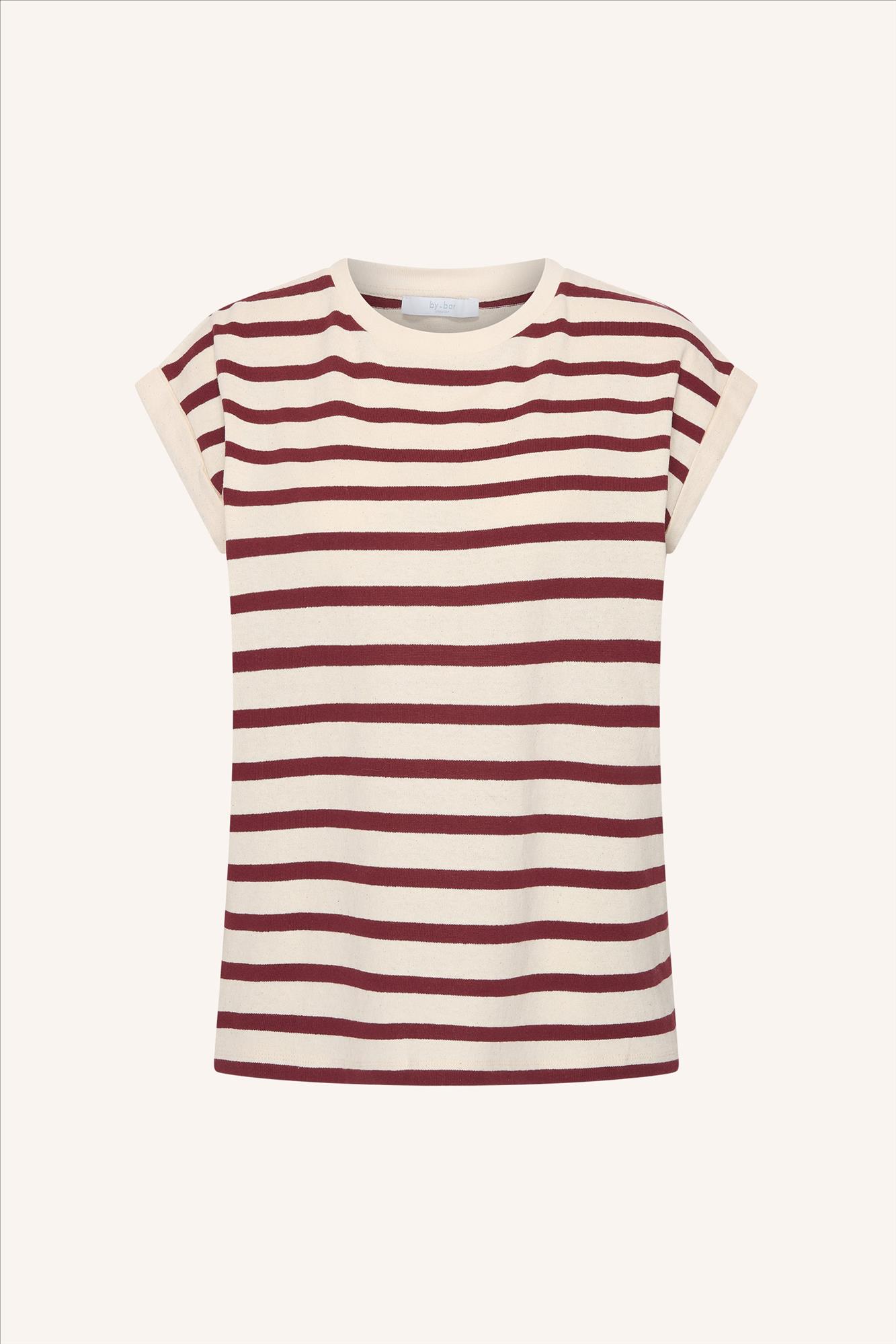 BY BAR - Ecru-Bordeaux Tobi Stripe T-shirt