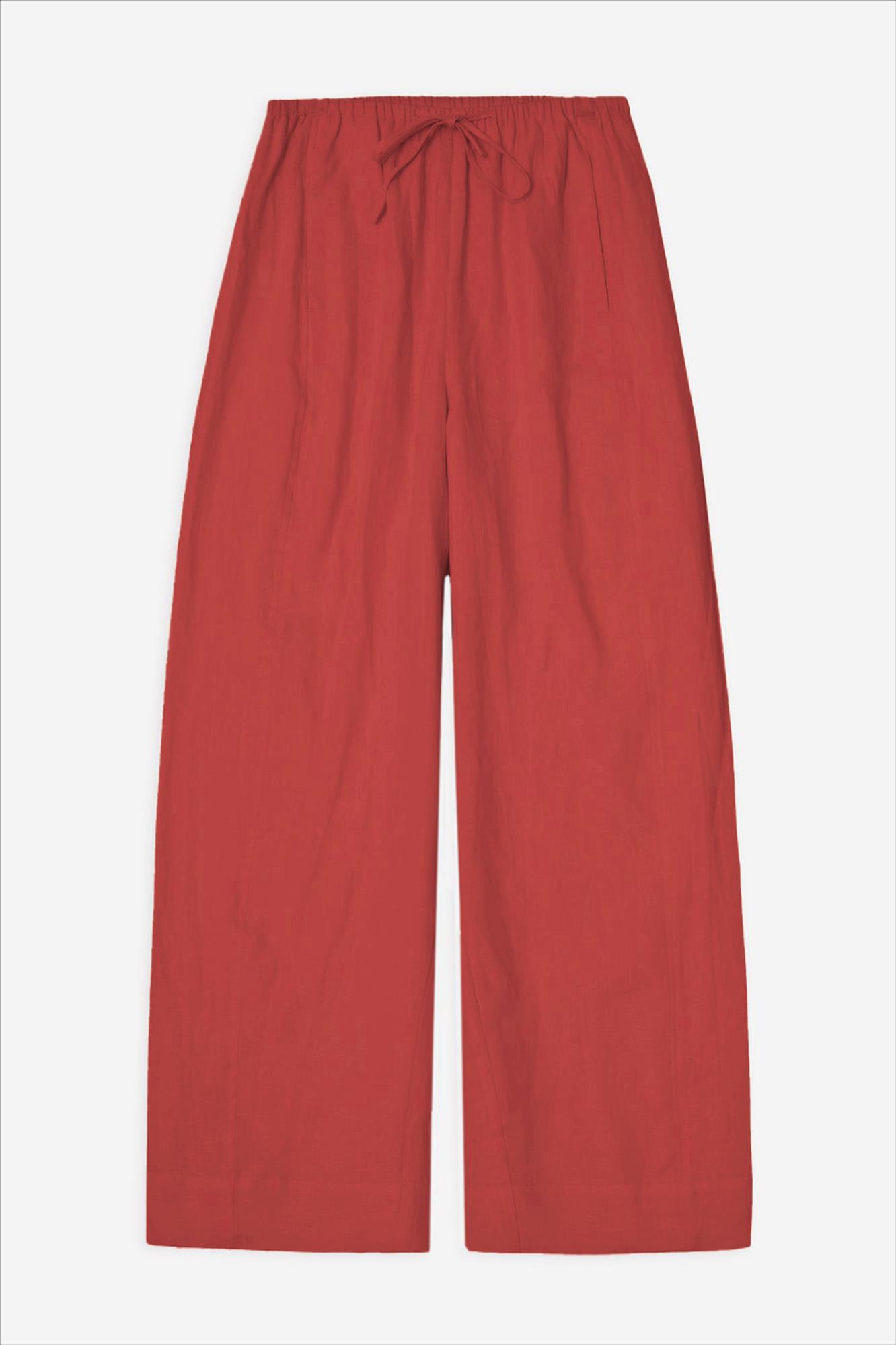 YERSE - Framboosrode Linen Culotte broek