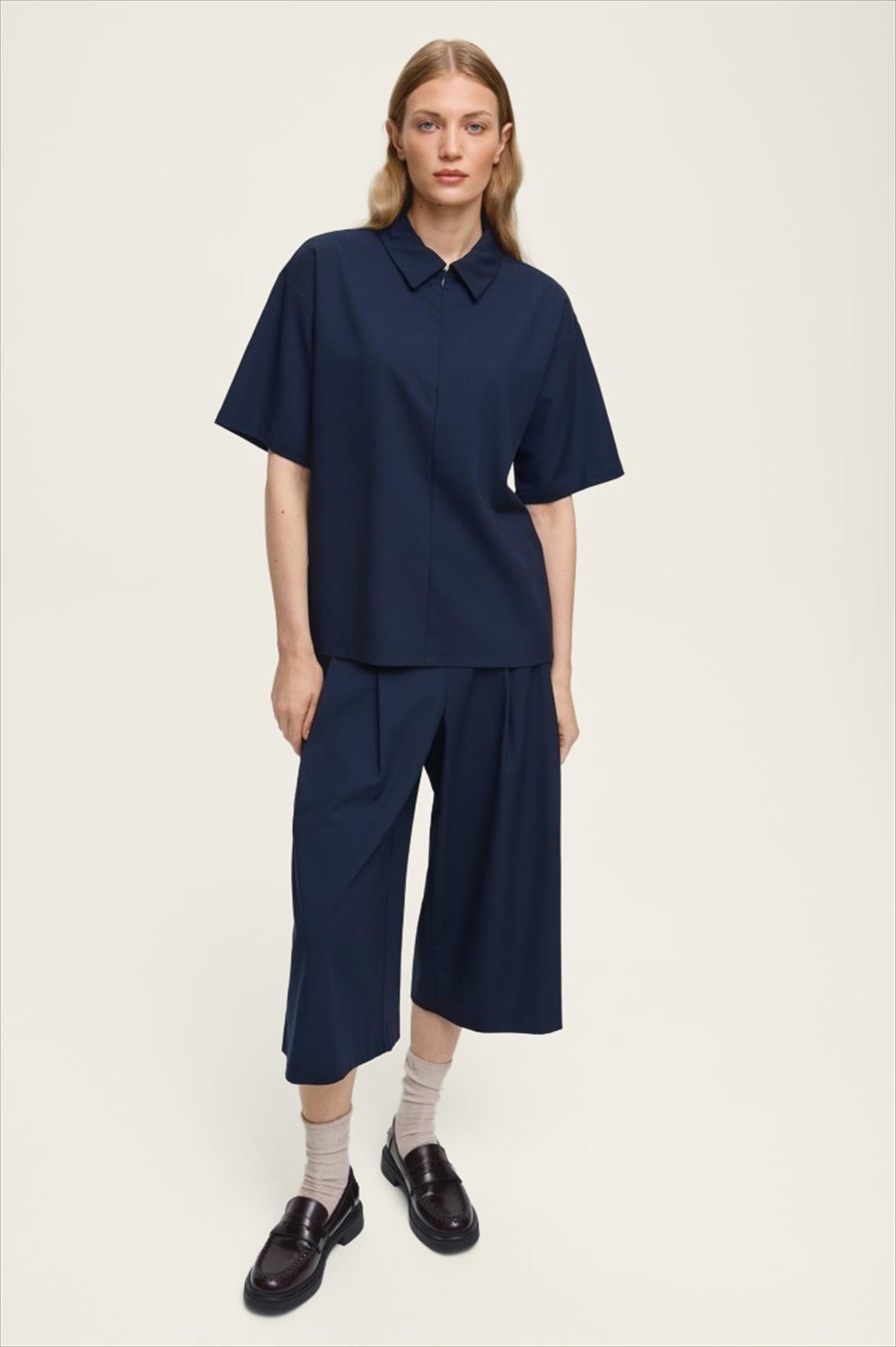 MSCH COPENHAGEN - Donkerblauwe Wilder culotte broek