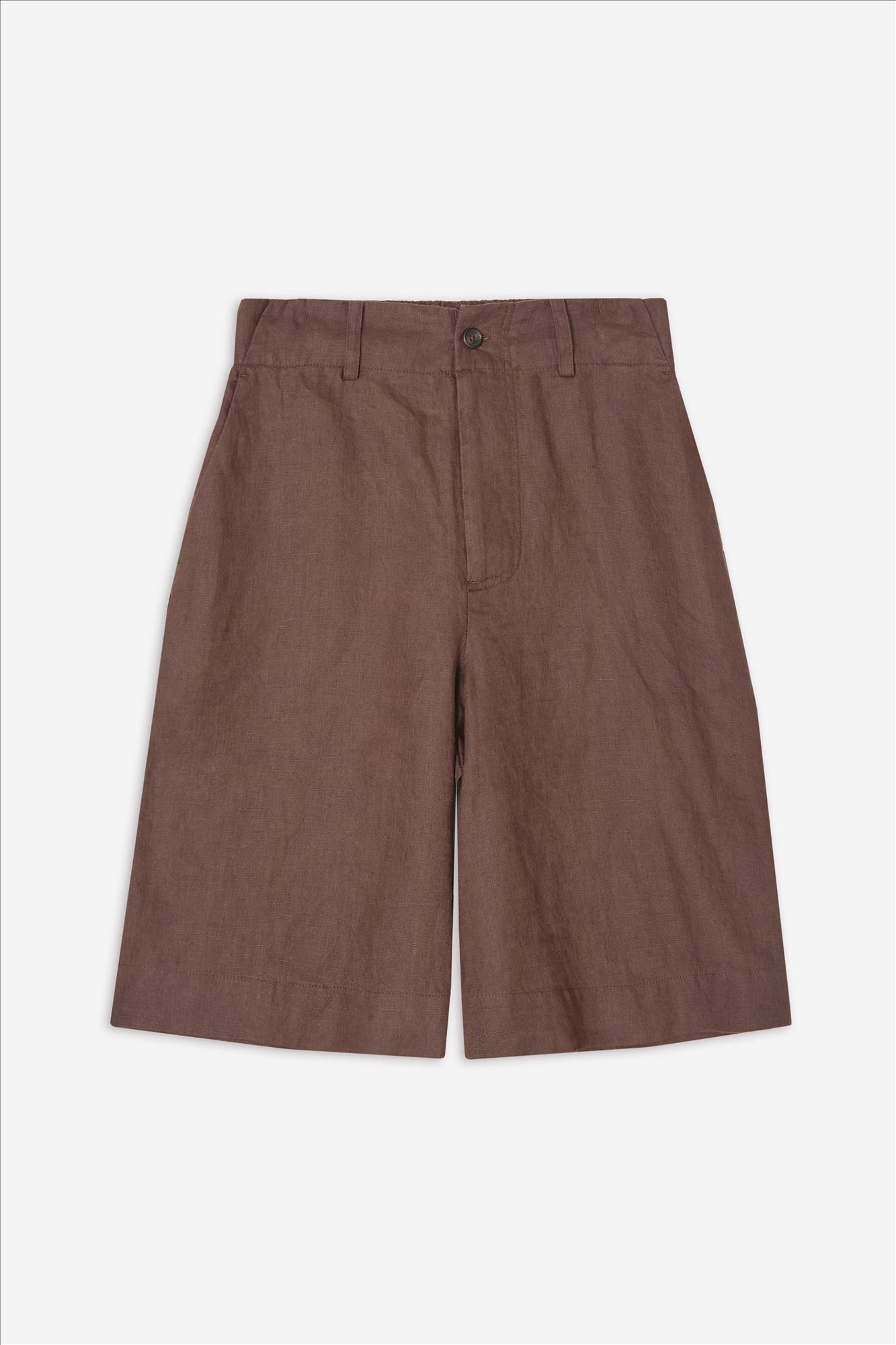 YERSE - Donkerbruine Rita Linen short