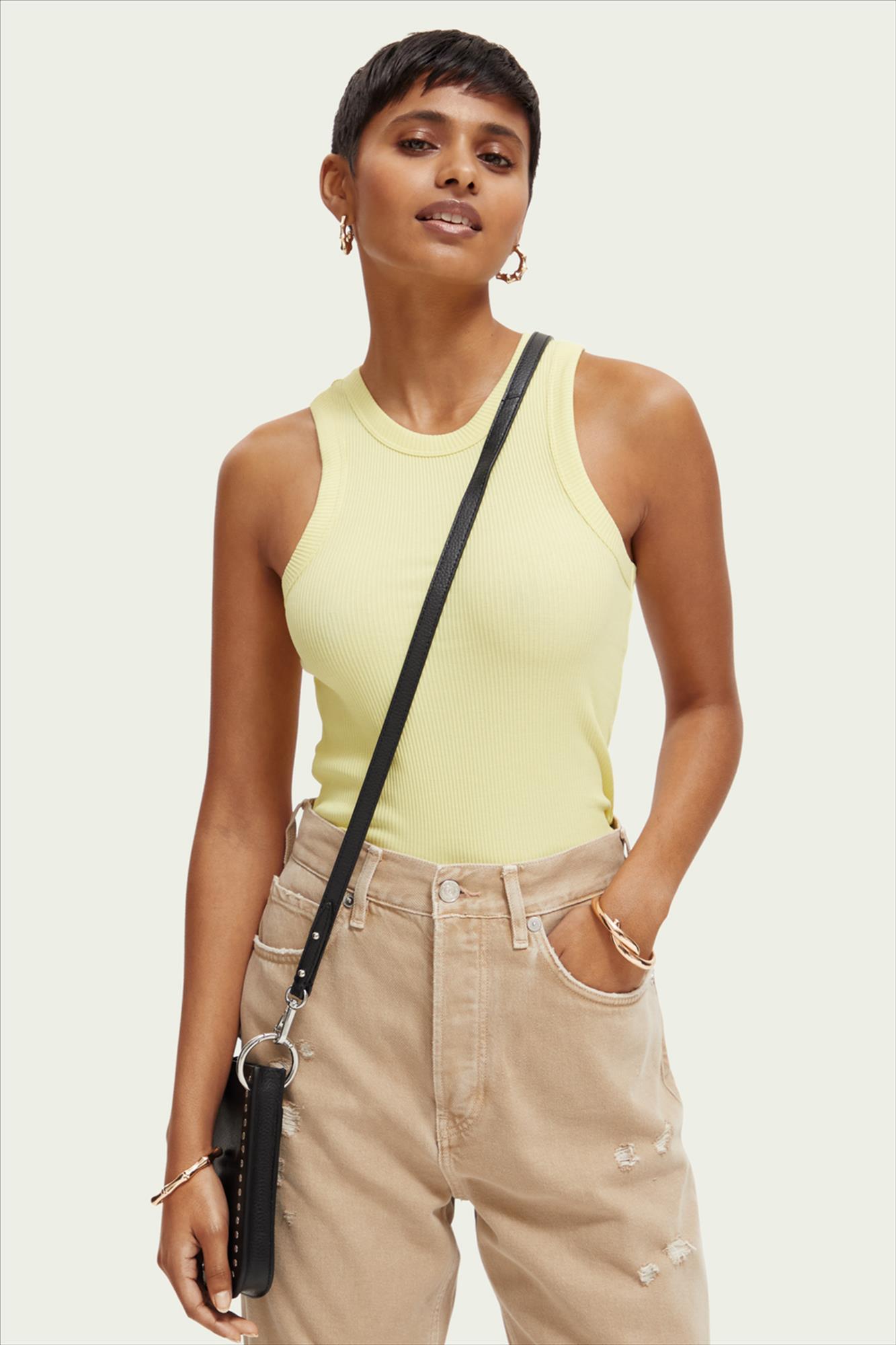 Scotch & Soda - Gele Geribde tanktop